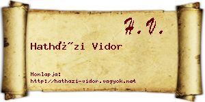 Hatházi Vidor névjegykártya